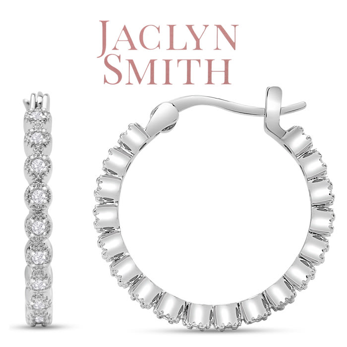 Jaclyn Smith 1/4 Carat Moissanite Hoop Earrings, 3/4 Inch