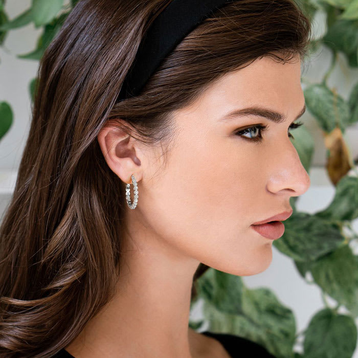 Jaclyn Smith 1/4 Carat Moissanite Hoop Earrings, 3/4 Inch