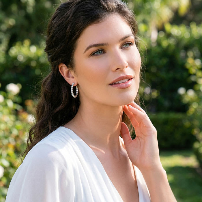 Jaclyn Smith 1/4 Carat Moissanite Hoop Earrings, 3/4 Inch