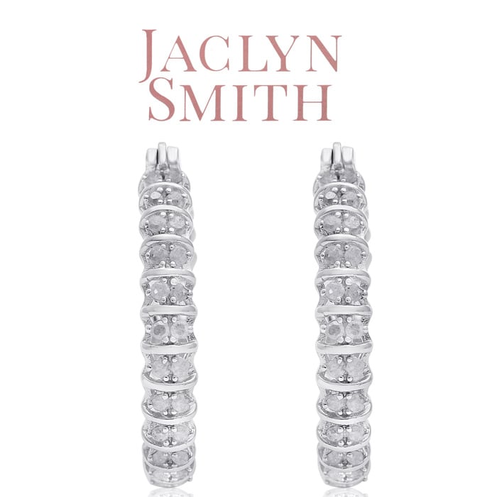 Jaclyn Smith 1/2 Carat Moissanite Hoop Earrings, 1 Inch
