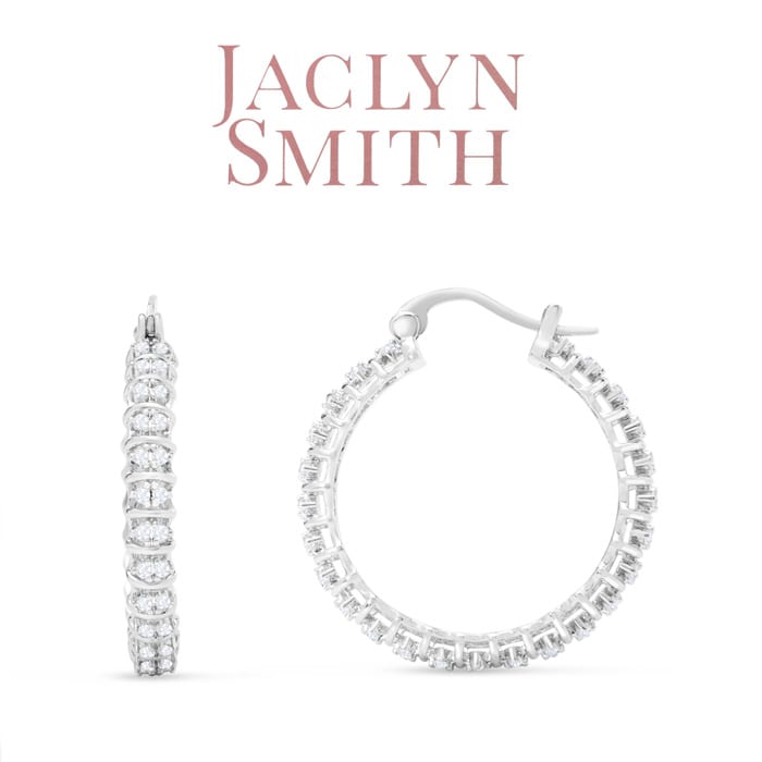 Jaclyn Smith 1/2 Carat Moissanite Hoop Earrings, 1 Inch