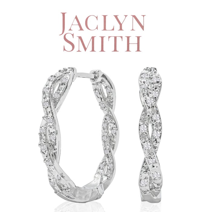 Jaclyn Smith 1/2 Carat Moissanite Infinity Hoop Earrings, 1 Inch