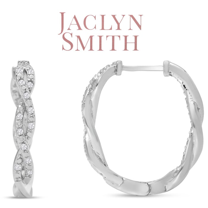 Jaclyn Smith 1/2 Carat Moissanite Infinity Hoop Earrings, 1 Inch