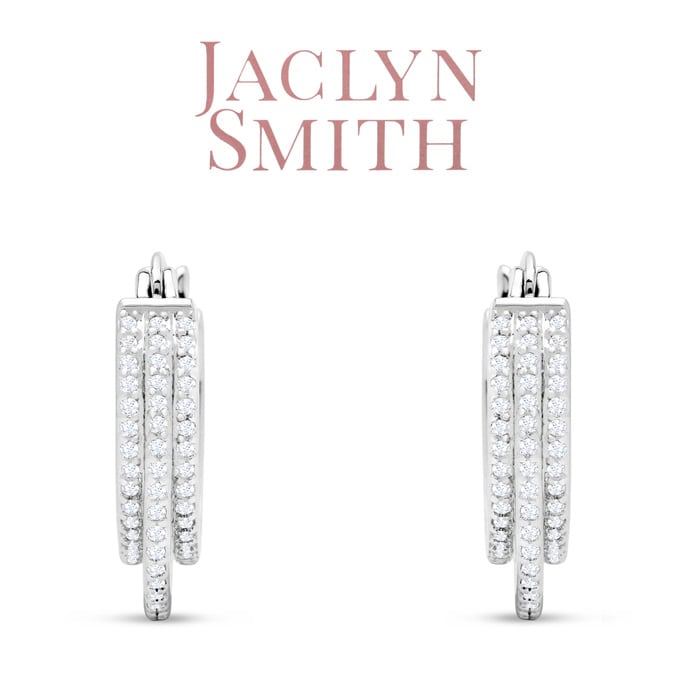 Jaclyn Smith 1/2 Carat Triple Sparkling Moissanite Hoop Earrings