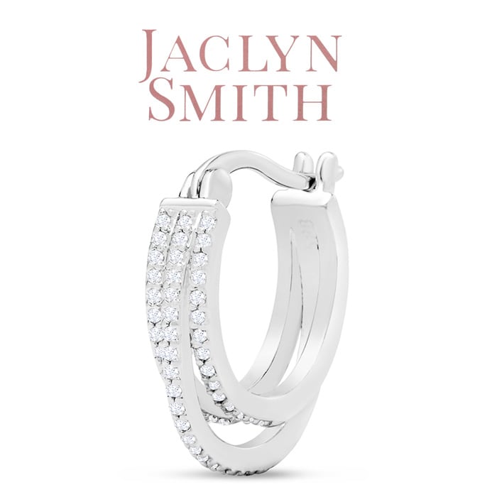 Jaclyn Smith 1/2 Carat Triple Sparkling Moissanite Hoop Earrings