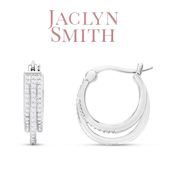 Jaclyn Smith 1/2 Carat Triple Sparkling Moissanite Hoop Earrings