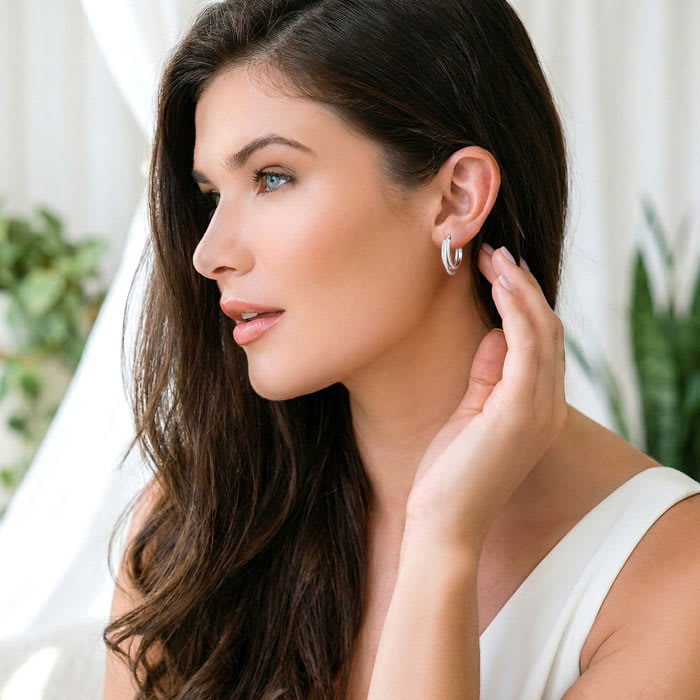 Jaclyn Smith 1/2 Carat Triple Sparkling Moissanite Hoop Earrings