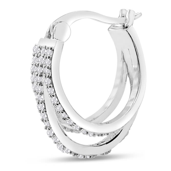 1/2 Carat Triple Moissanite Hoop Earrings In Platinum Overlay