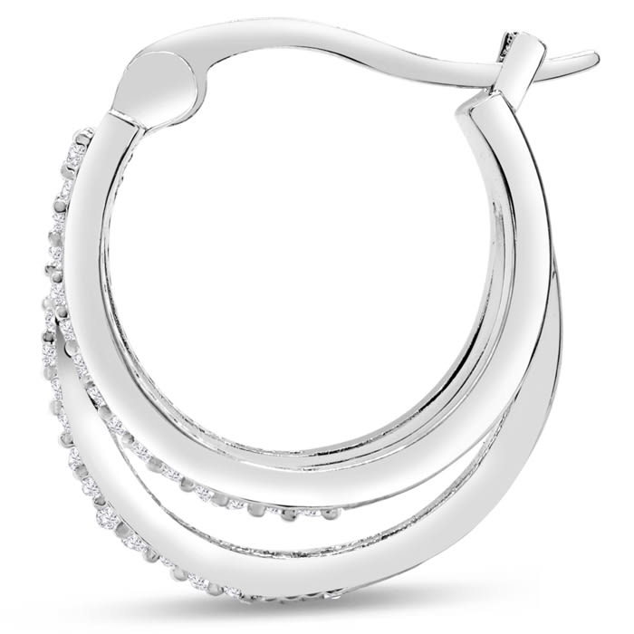 1/2 Carat Triple Moissanite Hoop Earrings In Platinum Overlay