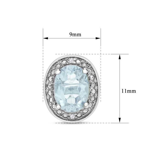 3 Carat Aquamarine and Diamond Halo Stud Earrings