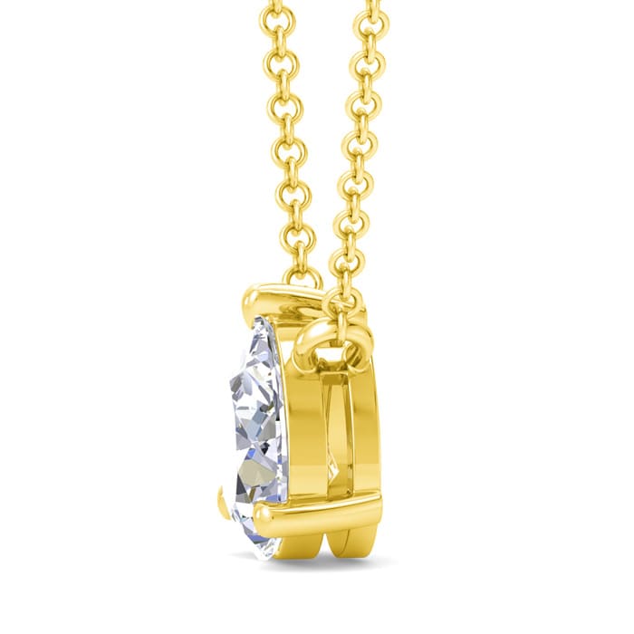 1/2 Carat Pear Shape Lab Grown Diamond Solitaire Necklace In 14K Yellow Gold Over Sterling Silver