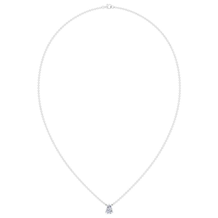 1/2 Carat Pear Shape Lab Grown Diamond Solitaire Necklace In Sterling Silver