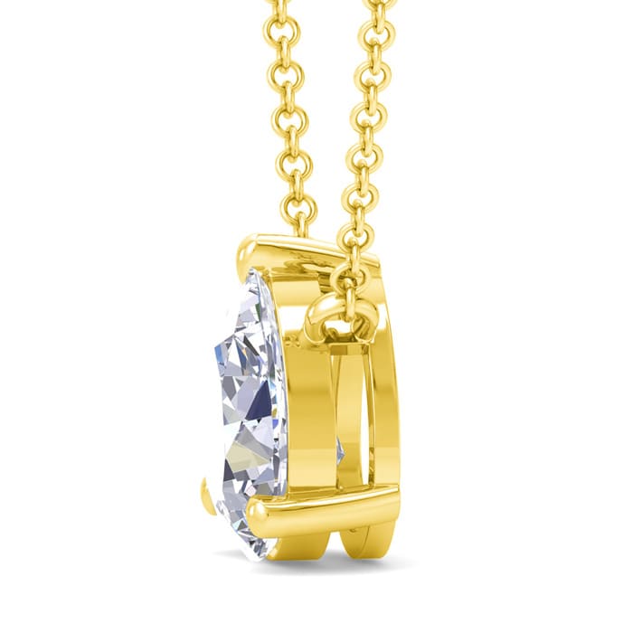 1 Carat Pear Shape Lab Grown Diamond Solitaire Necklace In 14K Yellow Gold Over Sterling Silver