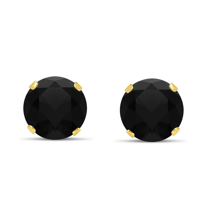 1 Carat Black Moissanite Stud Earrings In Yellow Gold