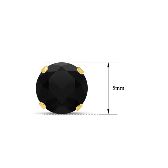 1 Carat Black Moissanite Stud Earrings In Yellow Gold