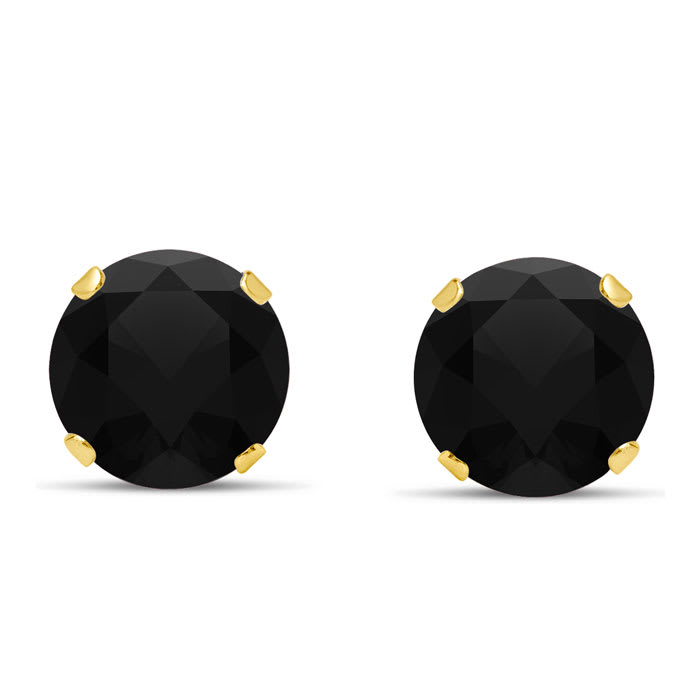 2 Carat Black Moissanite Stud Earrings In Yellow Gold