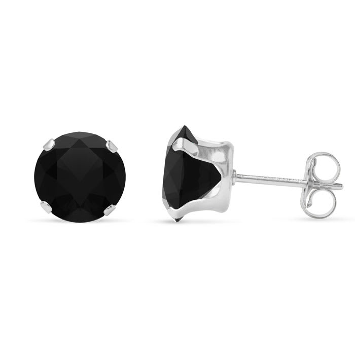 4 Carat Black Moissanite Stud Earrings In White Gold
