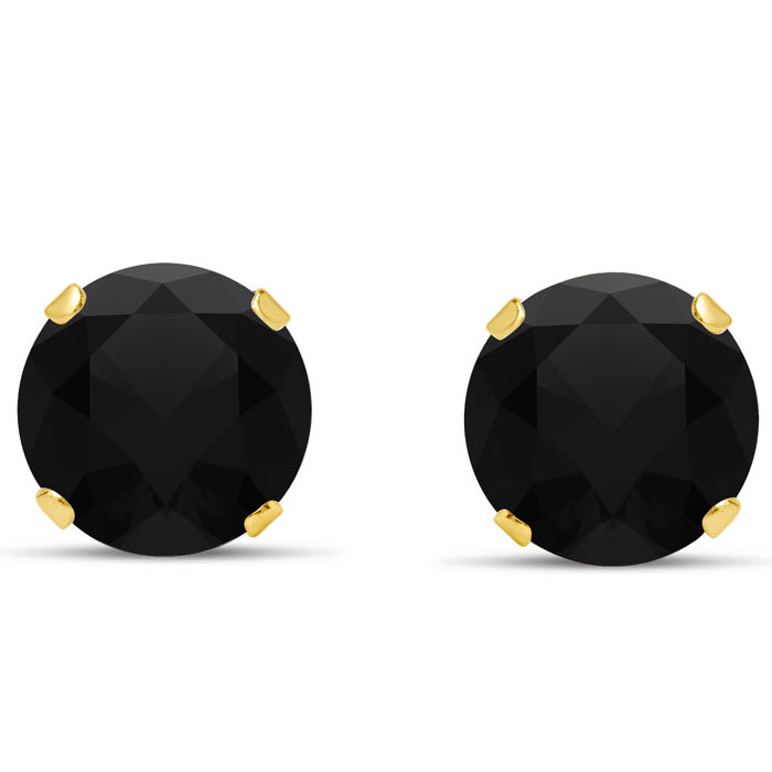 4 Carat Black Moissanite Stud Earrings In Yellow Gold