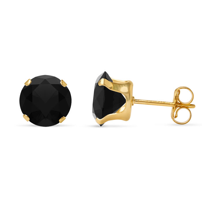 4 Carat Black Moissanite Stud Earrings In Yellow Gold