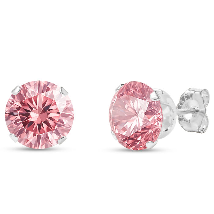 4 Carat Pink Moissanite Stud Earrings In White Gold