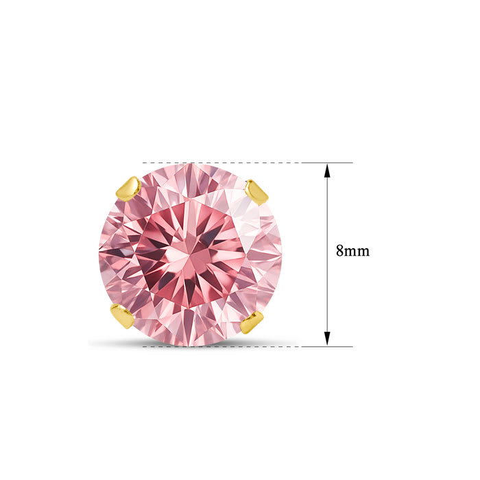 4 Carat Pink Moissanite Stud Earrings In Yellow Gold