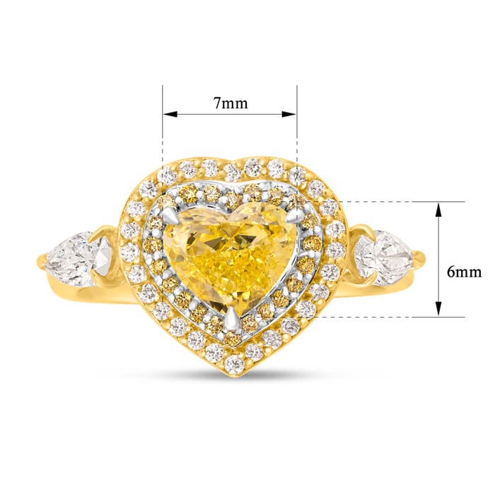 Estate Jewelry 1 1/2 Carat Fancy Yellow Lab Grown Diamond Heart Shape Engagement Ring In 14K Yellow Gold, Size 7
