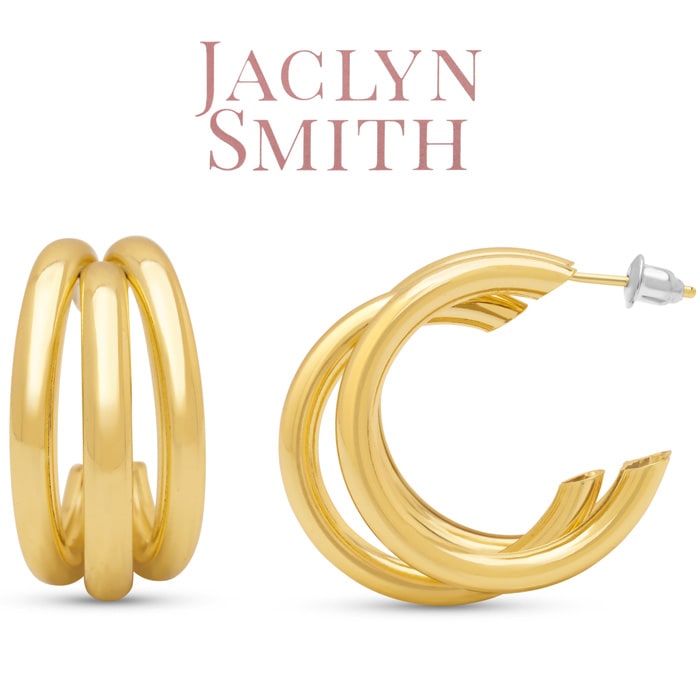 Jaclyn Smith Gold Triple Hoop Earrings, 1 Inch