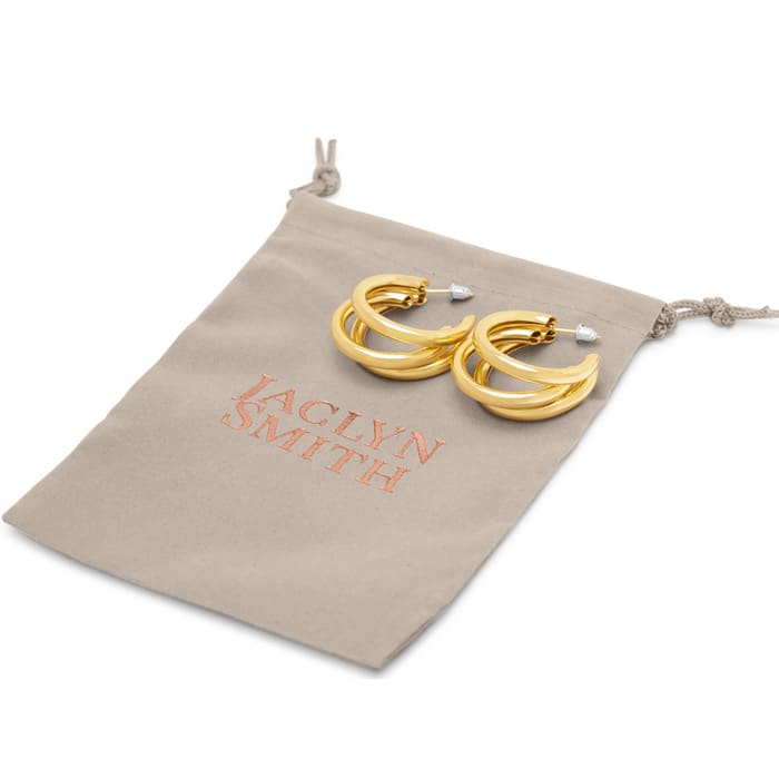 Jaclyn Smith Gold Triple Hoop Earrings, 1 Inch