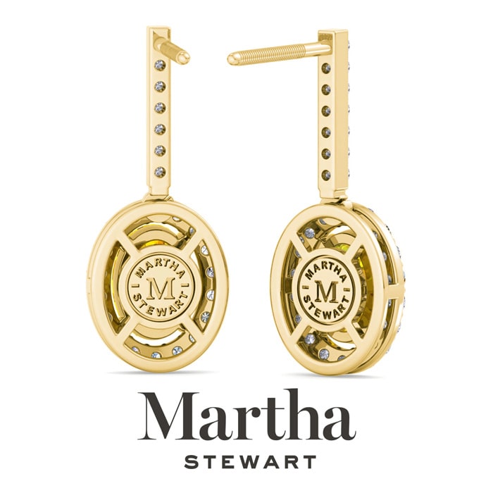 Martha Stewart 2 1/2 Carat Oval Shape Fancy Yellow Lab Grown Diamond Drop Earrings In 14 Karat Yellow Gold