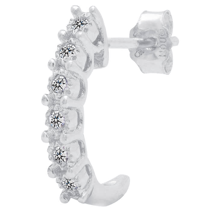 Estate Jewelry 1/8 Carat Natural Diamond J Hoop Earrings In Sterling Silver G-H, I2-I3