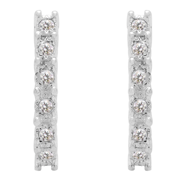 Estate Jewelry 1/4 Carat Natural Diamond J Hoop Earrings In Sterling Silver G-H, I2-I3