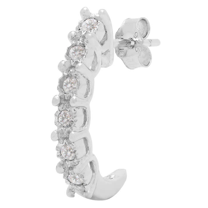 Estate Jewelry 1/4 Carat Natural Diamond J Hoop Earrings In Sterling Silver J-K, I2-I3