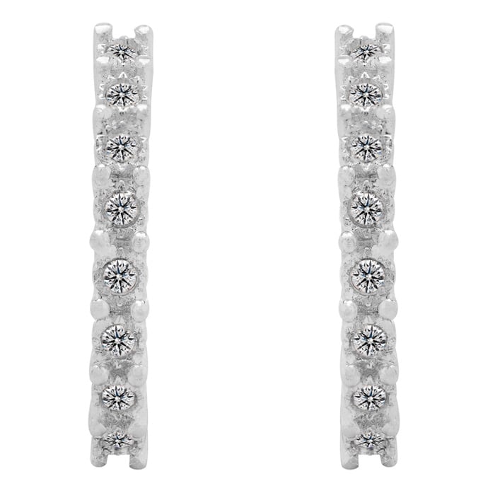 Estate Jewelry 1/4 Carat Natural Diamond J Hoop Earrings In Sterling Silver G-H, I2-I3