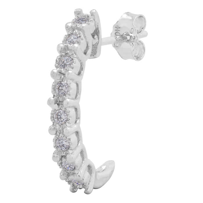 Estate Jewelry 1/4 Carat Natural Diamond J Hoop Earrings In Sterling Silver J-K, I2-I3