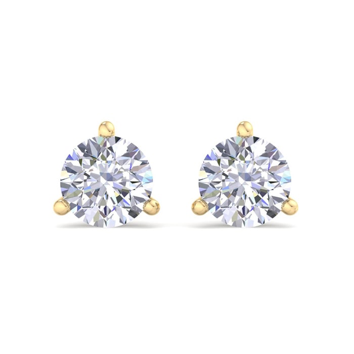 Estate Jewelry 1 1/2 Carat Lab Grown Diamond Earrings In 14 Karat Yellow Gold, Martini Setting