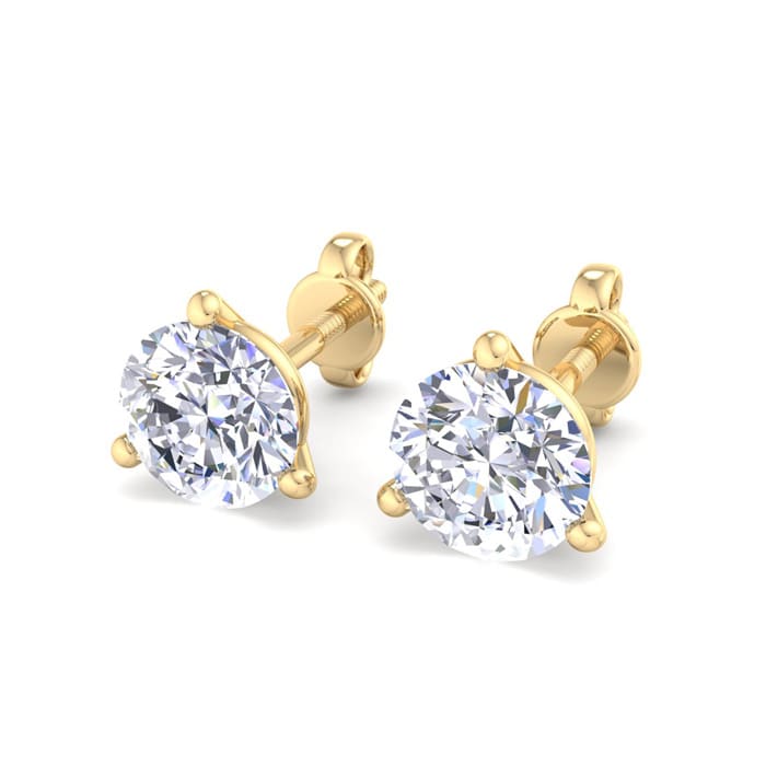 Estate Jewelry 1 1/2 Carat Lab Grown Diamond Earrings In 14 Karat Yellow Gold, Martini Setting