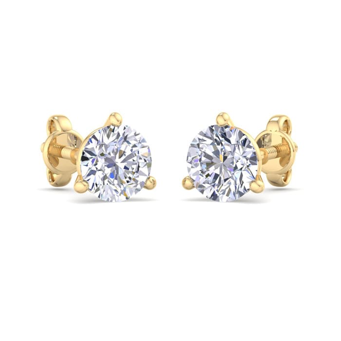 Estate Jewelry 1 1/2 Carat Lab Grown Diamond Earrings In 14 Karat Yellow Gold, Martini Setting
