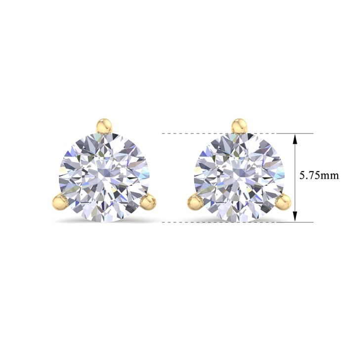 Estate Jewelry 1 1/2 Carat Lab Grown Diamond Earrings In 14 Karat Yellow Gold, Martini Setting