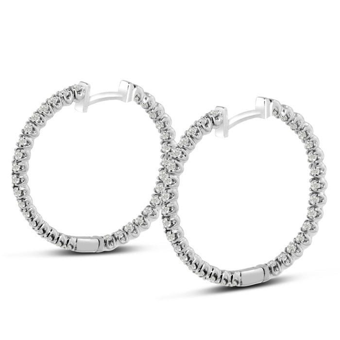Estate Jewelry 3ct Endless Created Diamond Hoop Earrings In Sterling Silver, 1 Inch