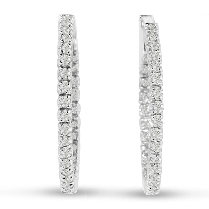 Estate Jewelry 3ct Endless Created Diamond Hoop Earrings In Sterling Silver, 1 Inch