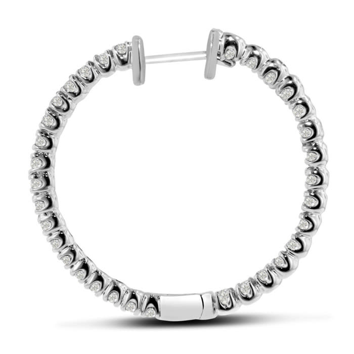 Estate Jewelry 3ct Endless Created Diamond Hoop Earrings In Sterling Silver, 1 Inch