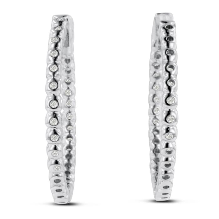 Estate Jewelry 3ct Endless Created Diamond Hoop Earrings In Sterling Silver, 1 Inch
