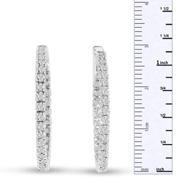 Estate Jewelry 3ct Endless Created Diamond Hoop Earrings In Sterling Silver, 1 Inch