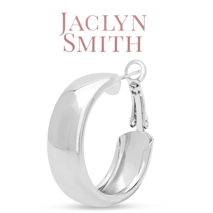 Jaclyn Smith Thick Silver Hoop Earrings, 1 Inch
