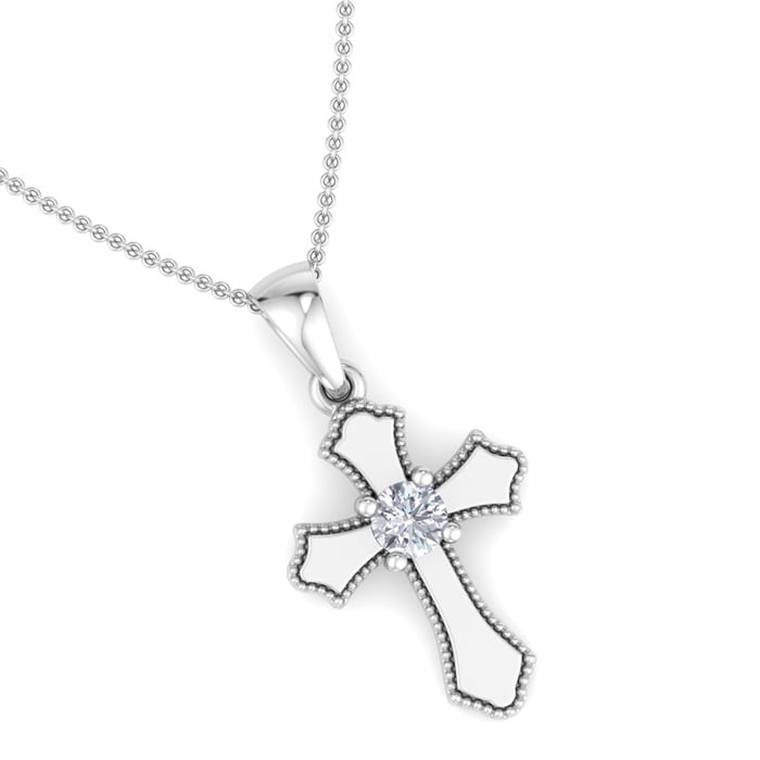 1/14ct Diamond Cross Pendant in 10k White Gold