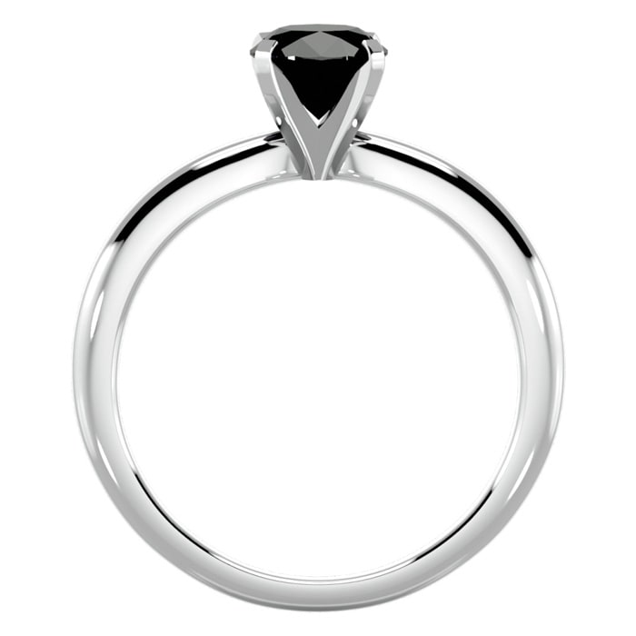 1 Carat Black Diamond Solitaire Engagement Ring In 14 Karat White Gold