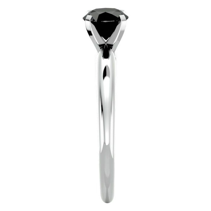 1 Carat Black Diamond Solitaire Engagement Ring In 14 Karat White Gold