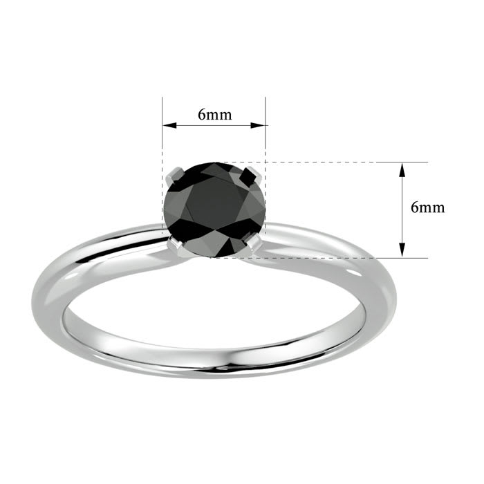 1 Carat Black Diamond Solitaire Engagement Ring In 14 Karat White Gold