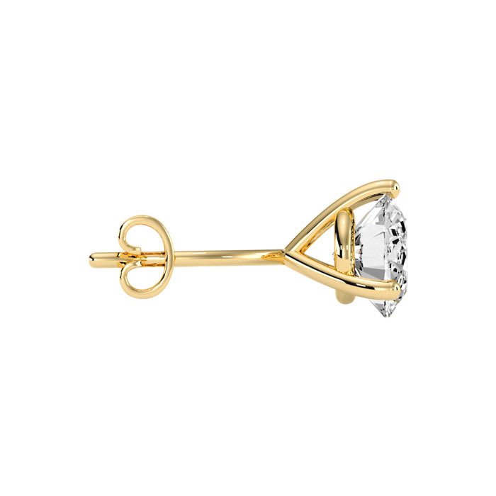 1 Carat Moissanite Martini Single Stud Earring In 14K Yellow Gold 