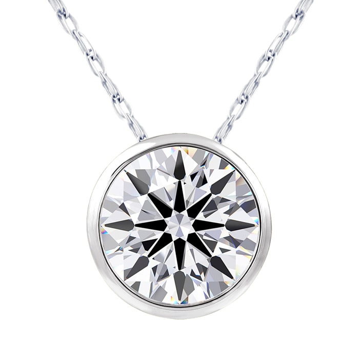 1 Carat Round Shape Lab Grown Diamond Solitaire Necklace In 14K White Gold
